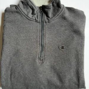 Champion Mens Grey Quarter Zip Pullover Size Small